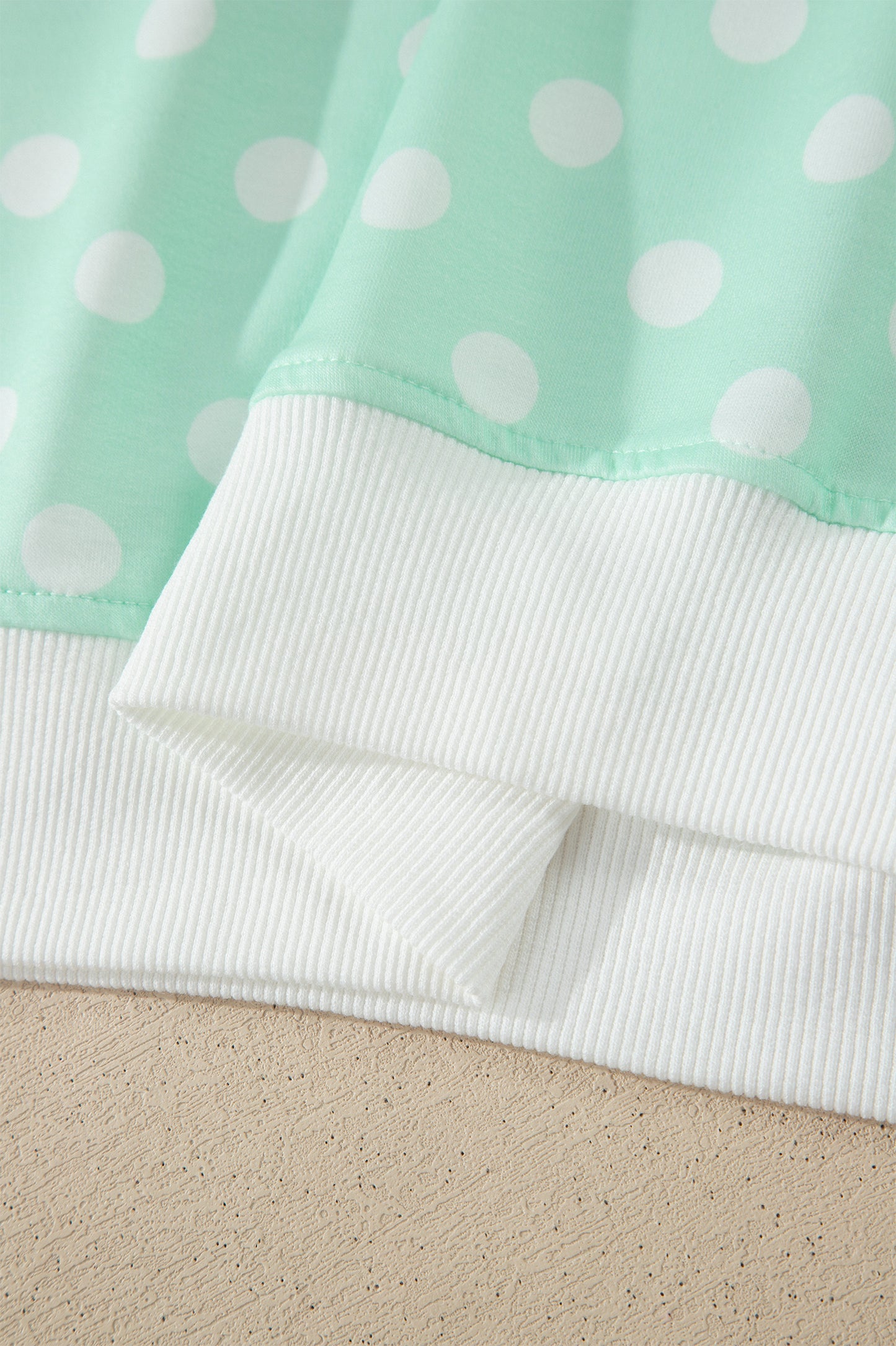 Pink Polka Dot Print Color Block Trim Mock Neck Short Set