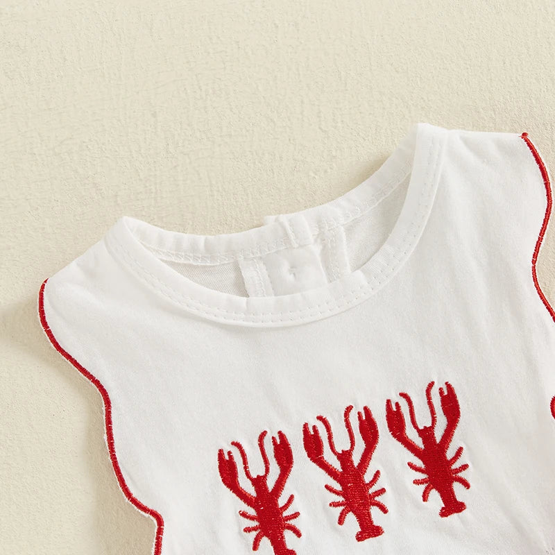 Summer Newborn Baby Casual Lobster Stripe Print Sleeveless Rompers Girl Clothes Fashion Sleeveless Jumpsuit Baby Romper Costume