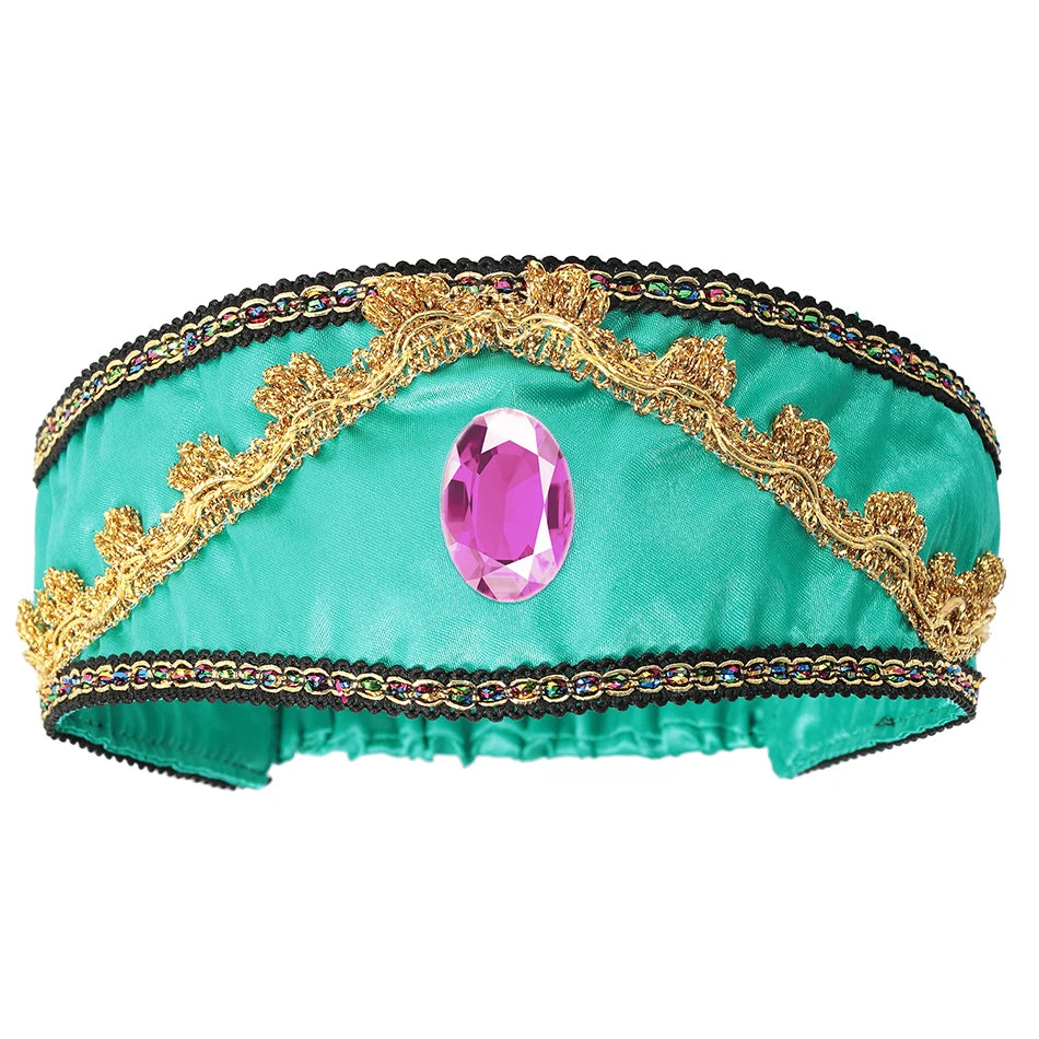 Classic Princess Jasmine Costume for Girls Halloween Carnival Aladdin Cosplay Jasmine Party Clothing Kid Purim Dress Up