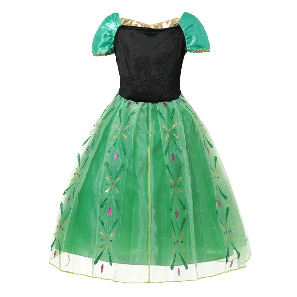Elsa Anna Costume for Kids Little Girls Dress Children Performance Cloak Dress Up Kids Carnival Long Sleeve Cosplay Dresses
