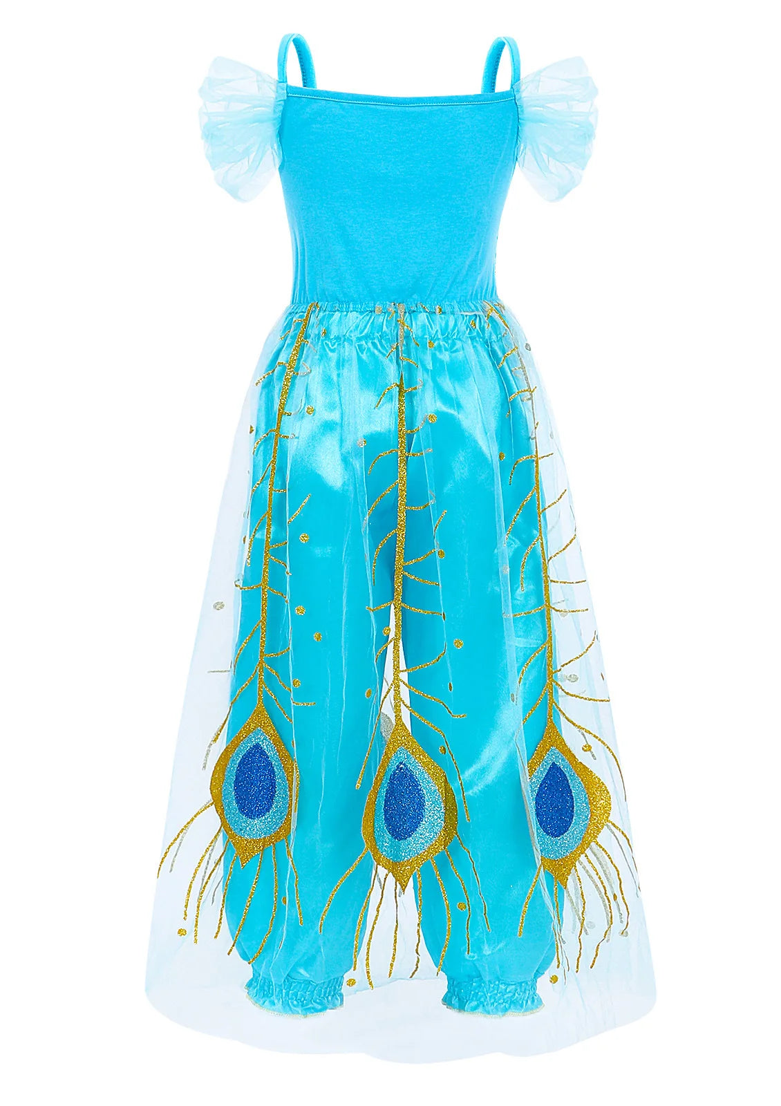 Halloween Costume Aladdin Jasmine Dress For Girl Magic Lamp Live Action Movie Princess Cosplay Costume Tops And Pants With Cloak