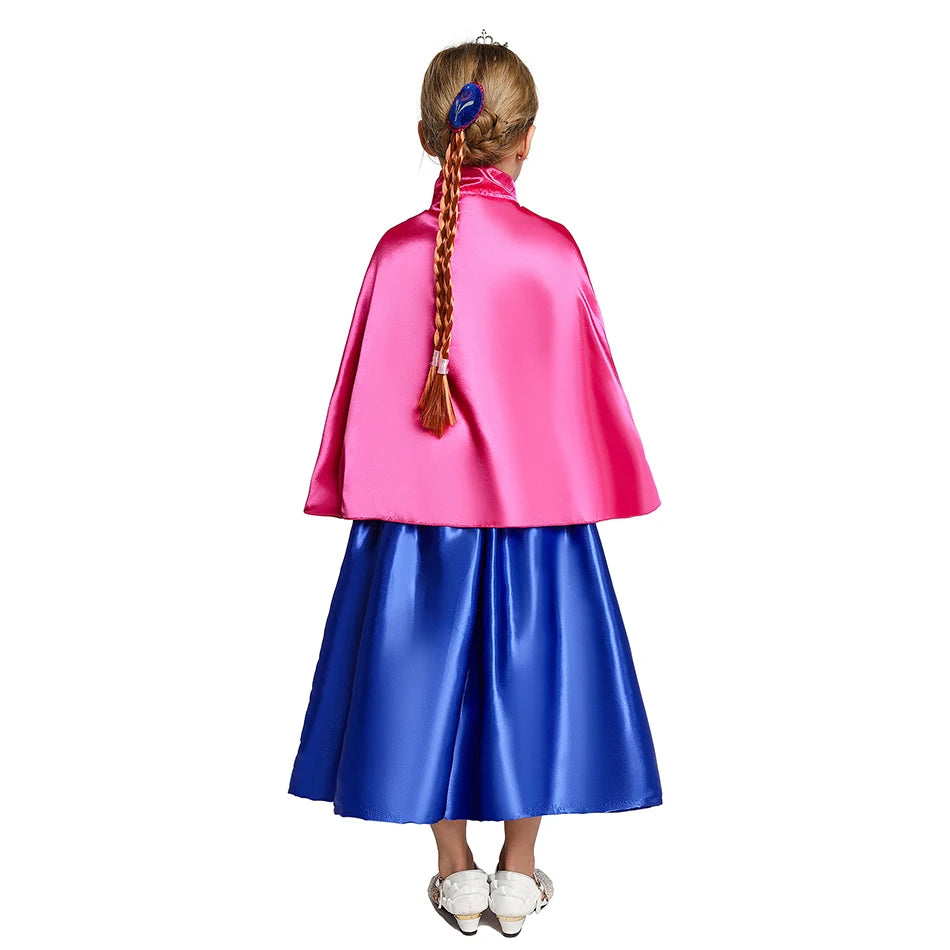Elsa Anna Costume for Kids Little Girls Dress Children Performance Cloak Dress Up Kids Carnival Long Sleeve Cosplay Dresses
