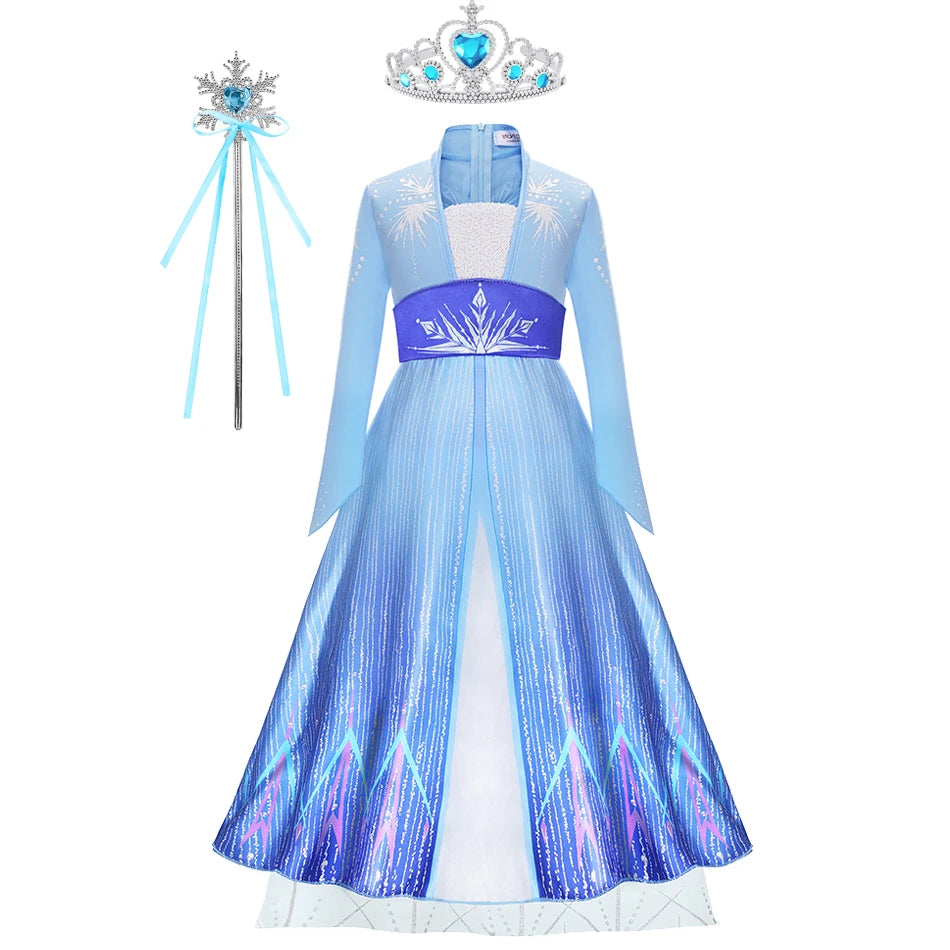 Elsa Anna Costume for Kids Little Girls Dress Children Performance Cloak Dress Up Kids Carnival Long Sleeve Cosplay Dresses