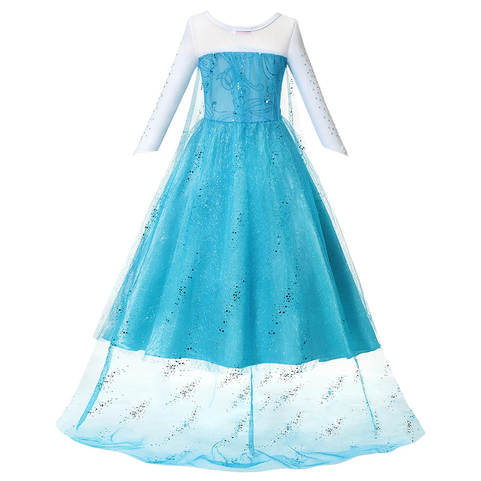 Elsa Anna Costume for Kids Little Girls Dress Children Performance Cloak Dress Up Kids Carnival Long Sleeve Cosplay Dresses