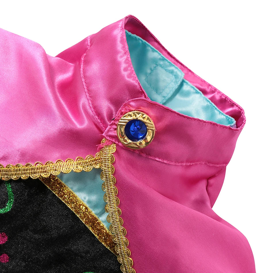 Elsa Anna Costume for Kids Little Girls Dress Children Performance Cloak Dress Up Kids Carnival Long Sleeve Cosplay Dresses
