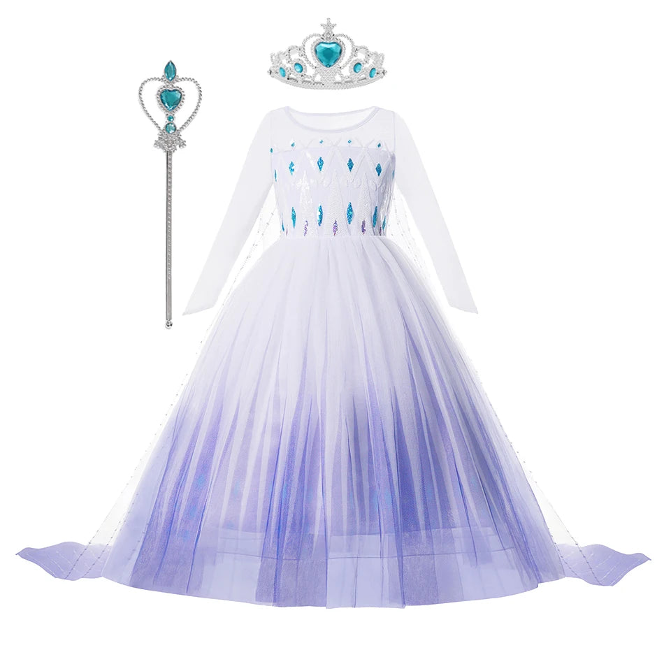 Elsa Anna Costume for Kids Little Girls Dress Children Performance Cloak Dress Up Kids Carnival Long Sleeve Cosplay Dresses