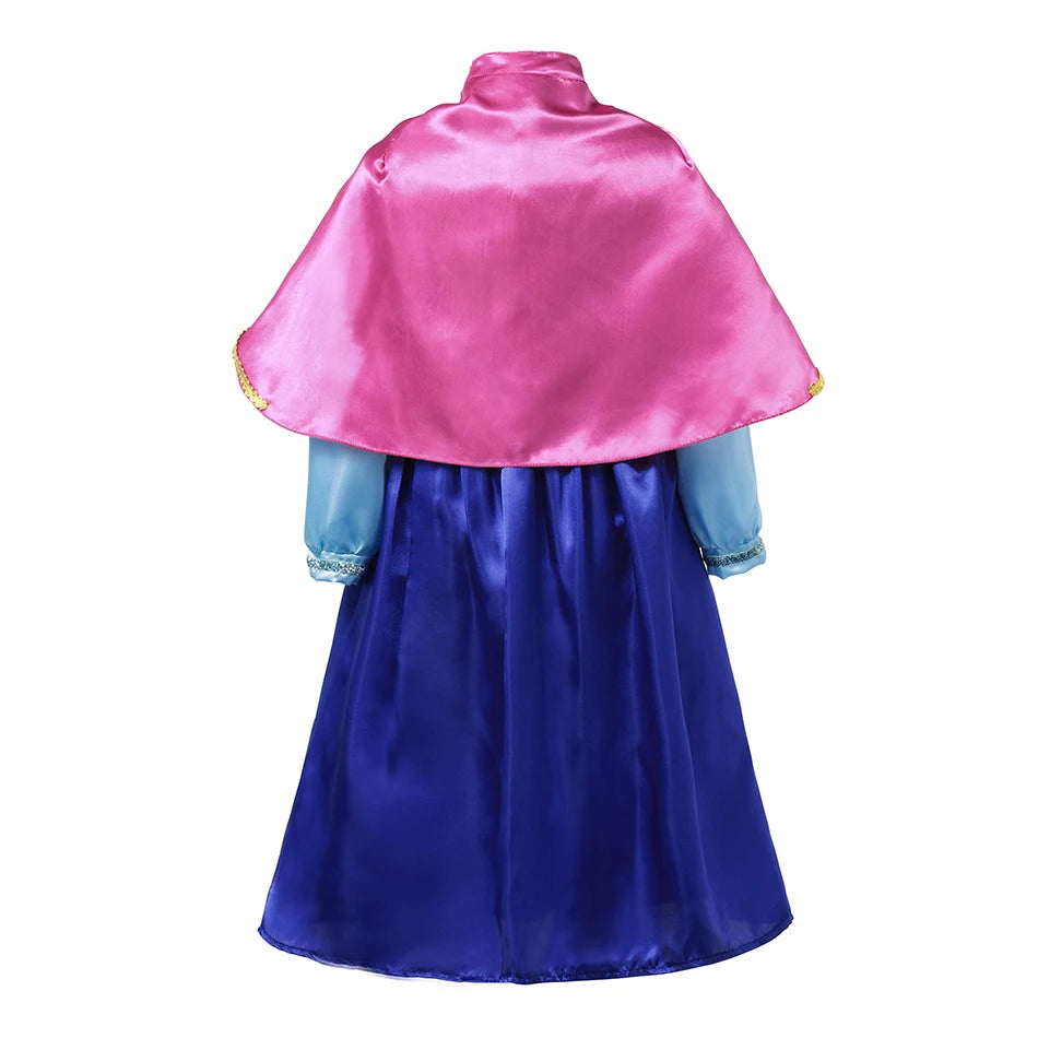 Elsa Anna Costume for Kids Little Girls Dress Children Performance Cloak Dress Up Kids Carnival Long Sleeve Cosplay Dresses