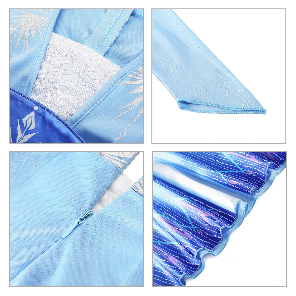 Elsa Anna Costume for Kids Little Girls Dress Children Performance Cloak Dress Up Kids Carnival Long Sleeve Cosplay Dresses