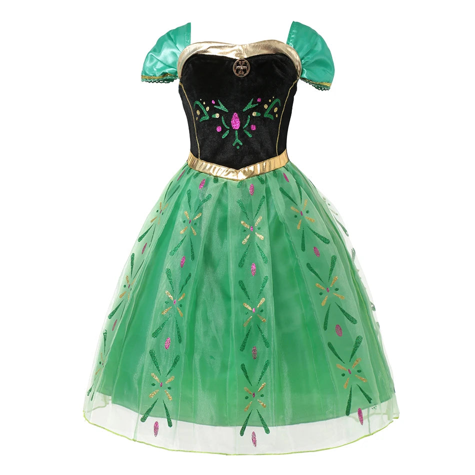 Elsa Anna Costume for Kids Little Girls Dress Children Performance Cloak Dress Up Kids Carnival Long Sleeve Cosplay Dresses