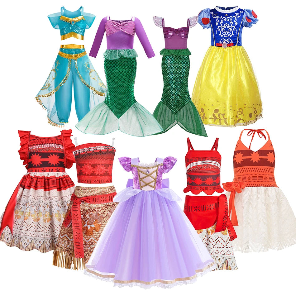 Kids Princess Tops and Skirt Little Girls Jasmine Carnival Clothing Set Children Summer Party Clothing Kids Cosplay Dresses