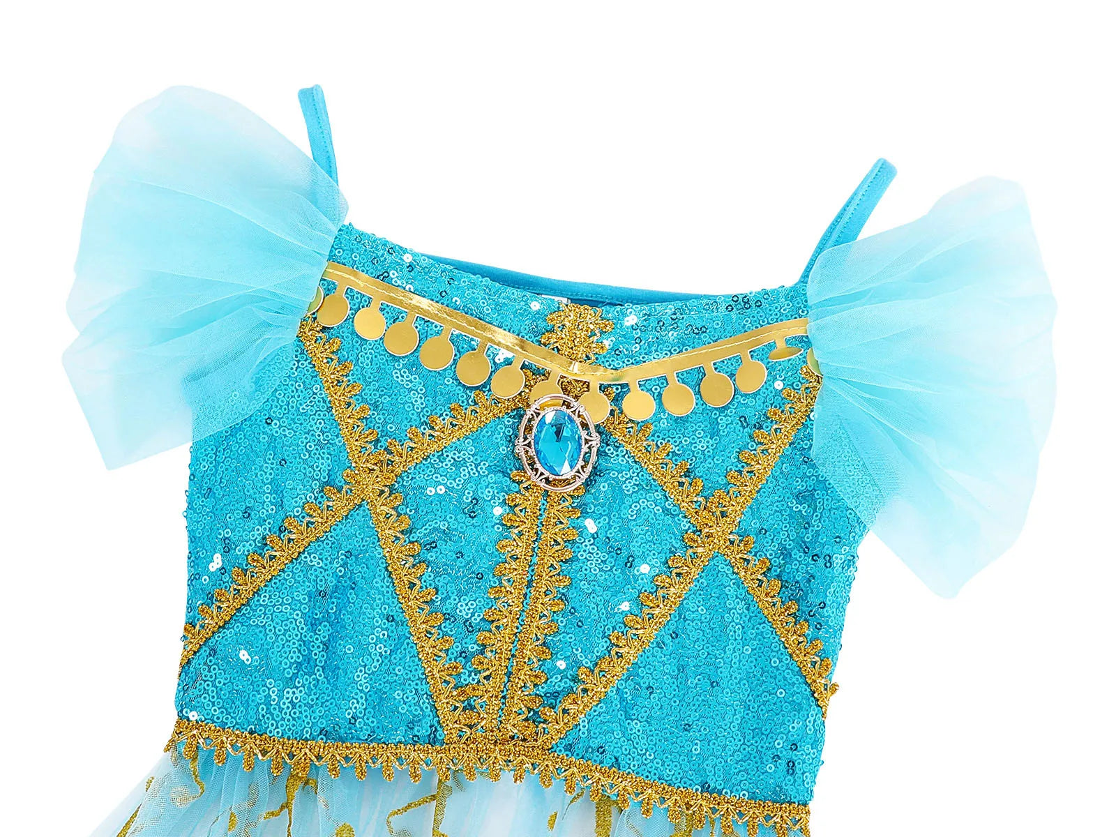 Halloween Costume Aladdin Jasmine Dress For Girl Magic Lamp Live Action Movie Princess Cosplay Costume Tops And Pants With Cloak