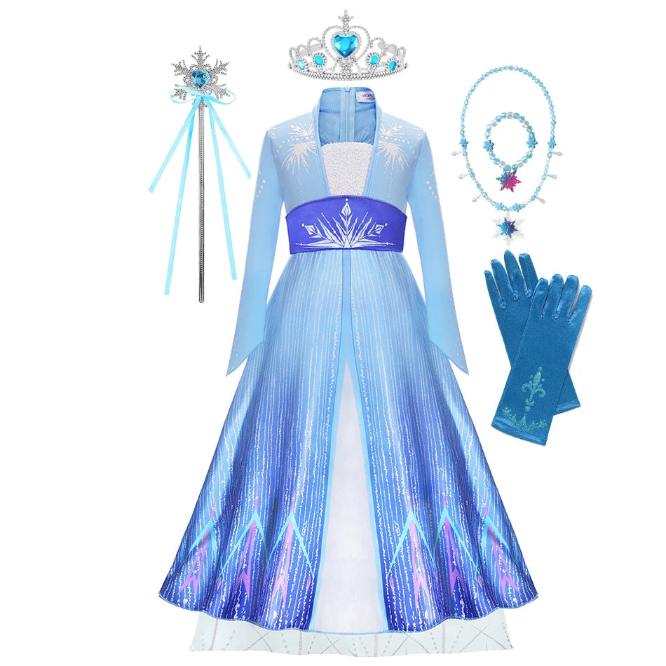 Elsa Anna Costume for Kids Little Girls Dress Children Performance Cloak Dress Up Kids Carnival Long Sleeve Cosplay Dresses
