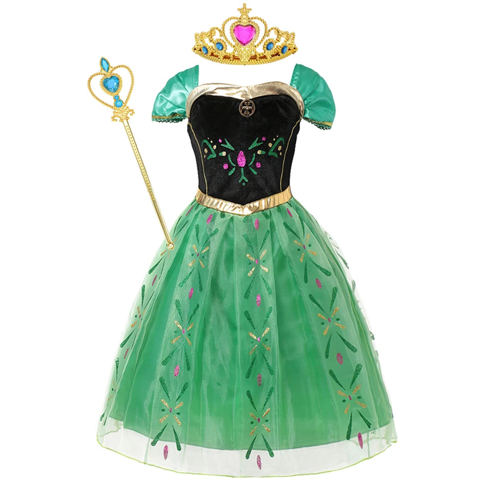 Elsa Anna Costume for Kids Little Girls Dress Children Performance Cloak Dress Up Kids Carnival Long Sleeve Cosplay Dresses
