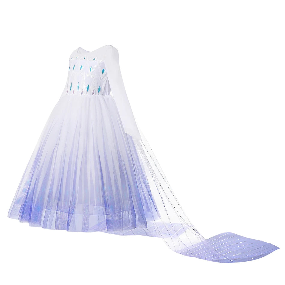 Elsa Anna Costume for Kids Little Girls Dress Children Performance Cloak Dress Up Kids Carnival Long Sleeve Cosplay Dresses