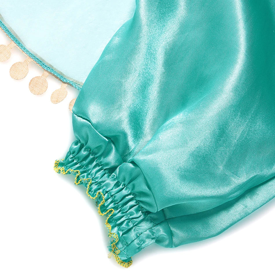 Classic Princess Jasmine Costume for Girls Halloween Carnival Aladdin Cosplay Jasmine Party Clothing Kid Purim Dress Up