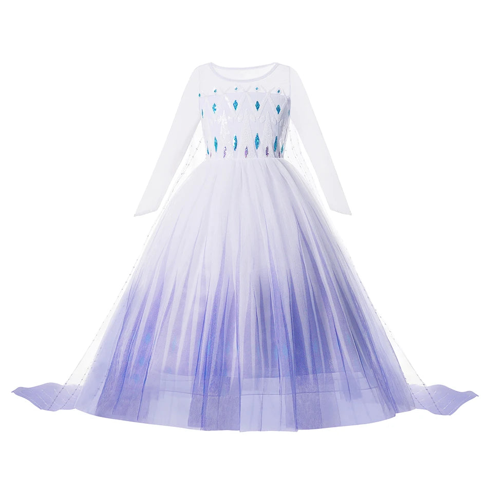 Elsa Anna Costume for Kids Little Girls Dress Children Performance Cloak Dress Up Kids Carnival Long Sleeve Cosplay Dresses