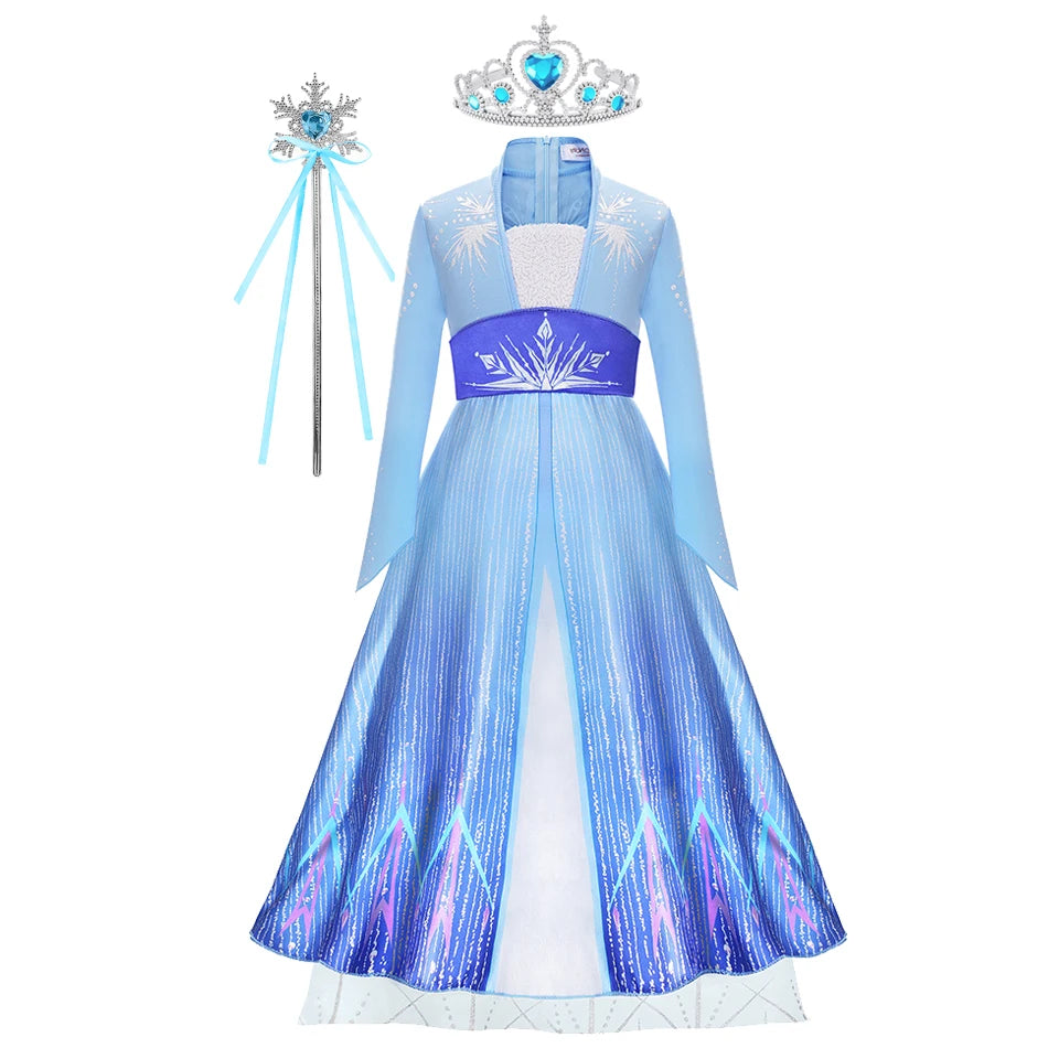 Elsa Anna Costume for Kids Little Girls Dress Children Performance Cloak Dress Up Kids Carnival Long Sleeve Cosplay Dresses