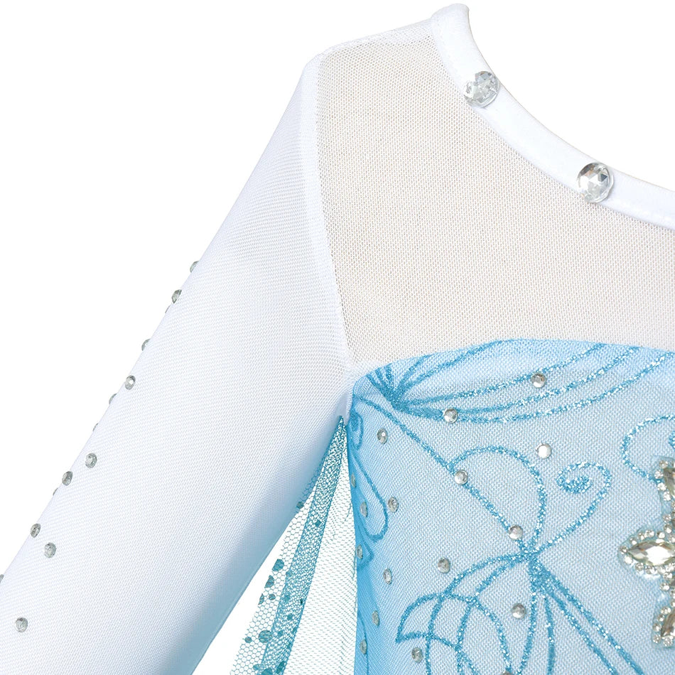 Elsa Anna Costume for Kids Little Girls Dress Children Performance Cloak Dress Up Kids Carnival Long Sleeve Cosplay Dresses