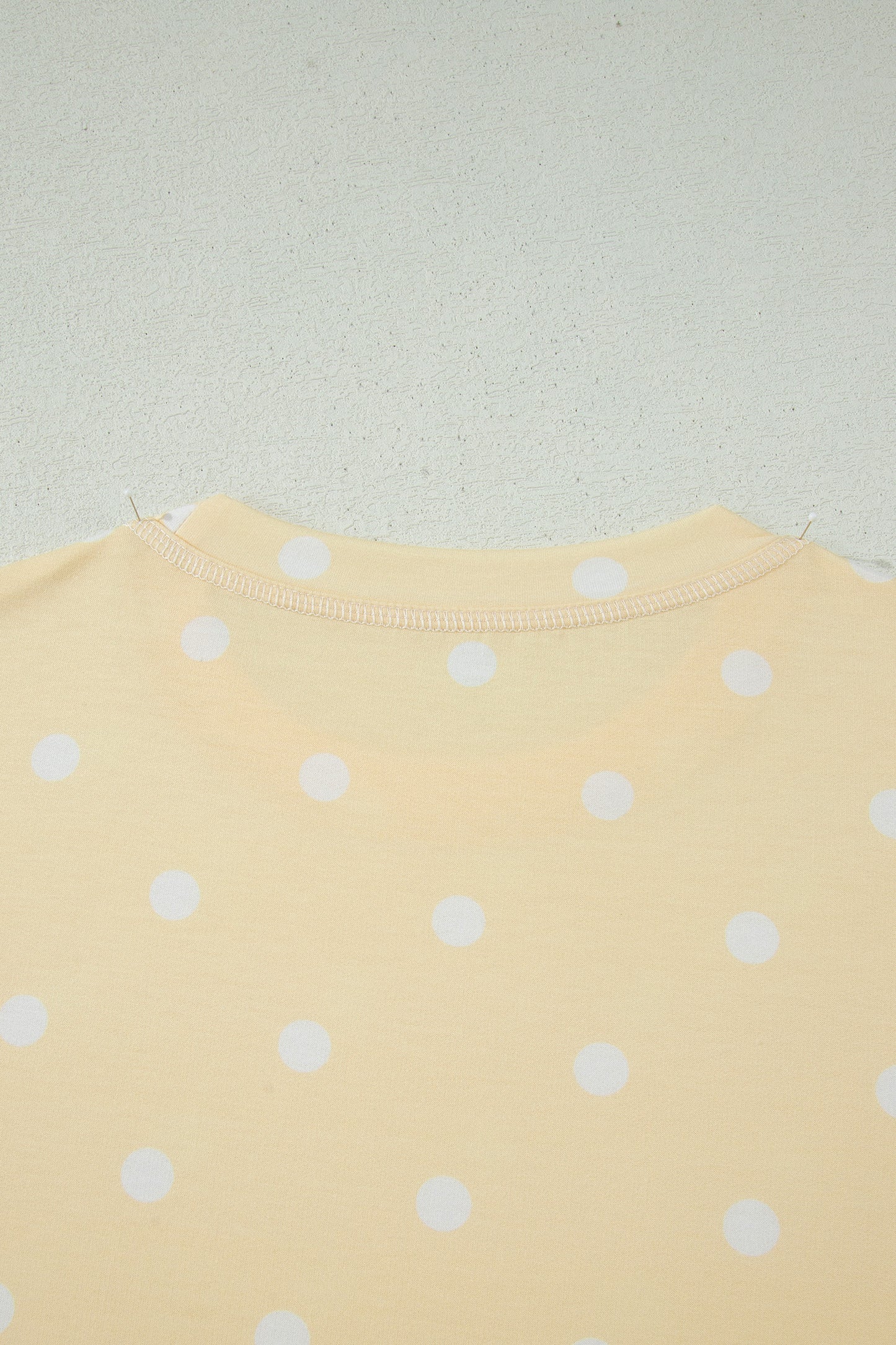 Black Exposed Seam Detail Polka Dot Loose Tee Drawstring Shorts Set